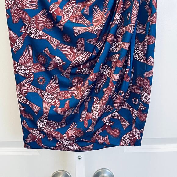 Zara Graphic Print Skirt - Women Size M - Burgundy and Teal - Picture 3 of 7